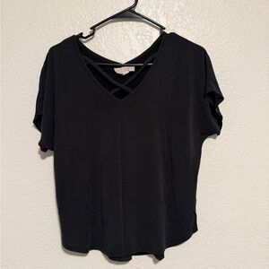 Black V-Neck Women's Top